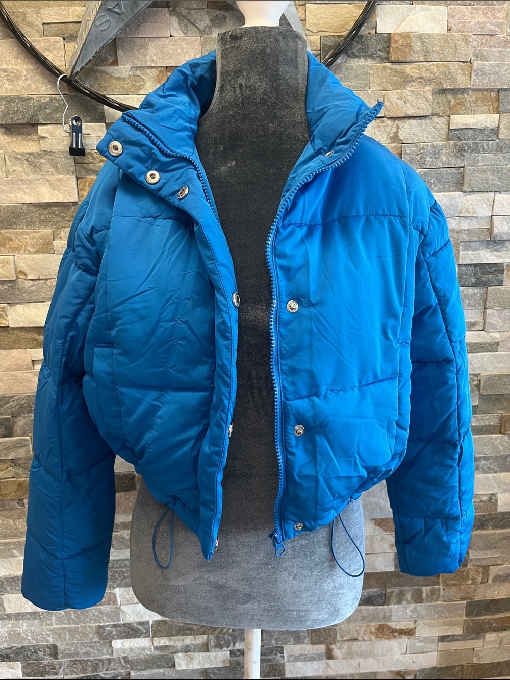 Love Tree Electric Blue Cropped Puffer Jacket